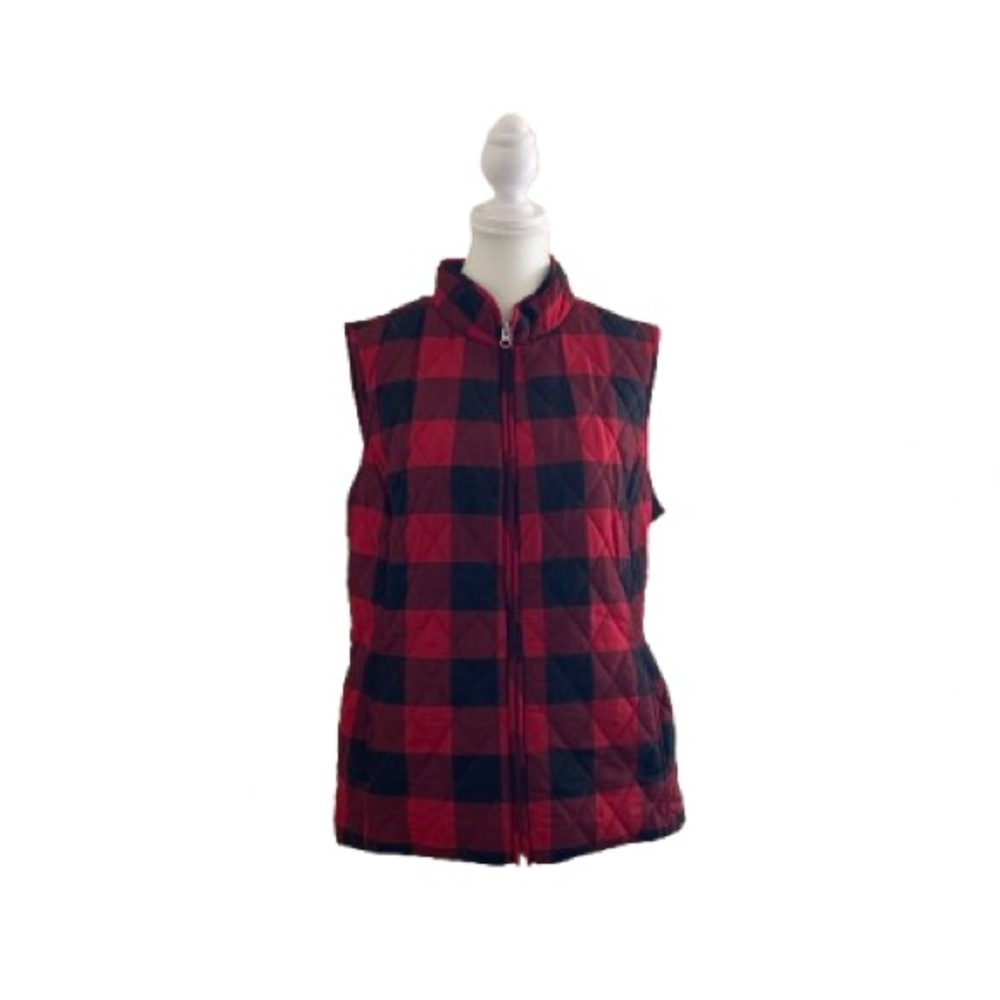 Croft & Barrow Red and Black Plaid Vest